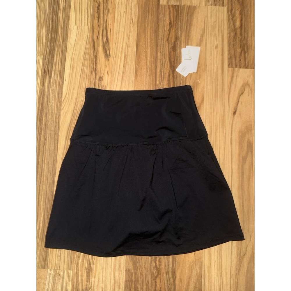 Leilani NEW Black High Waist Control Skirtini Swim Bottom‎ US 6 Tummy Thinner